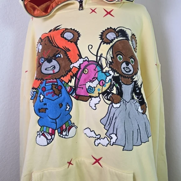 Freshjive Love Kills Hoodie 4XB Big &Tall Graphic Bears Chucky Bride Horror Rare